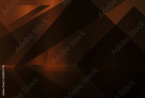 Abstract background of irregular geometric patterns of coppery orange color. 3d rendering.