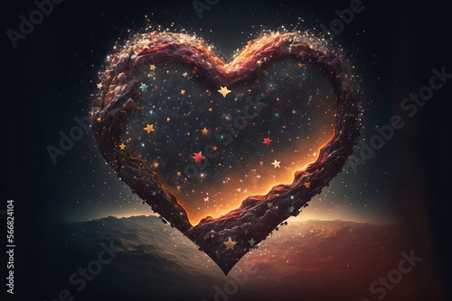 Love is in the stars, love heart in space