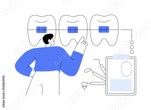 Dental braces abstract concept vector illustration.