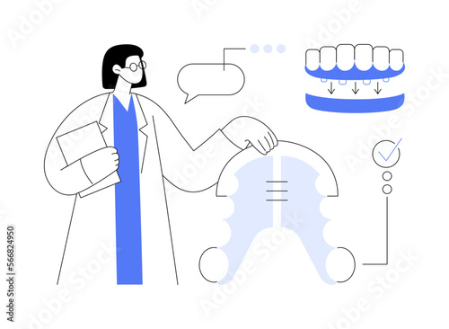 Dental tooth plate abstract concept vector illustration.