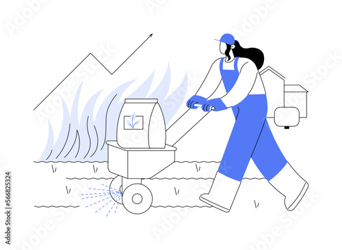 Grass fertilizer abstract concept vector illustration.