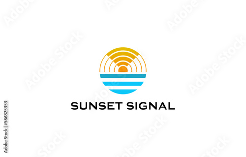 sunset signal modern simple logo design