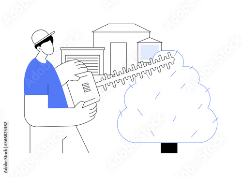 Hedge trimming abstract concept vector illustration.