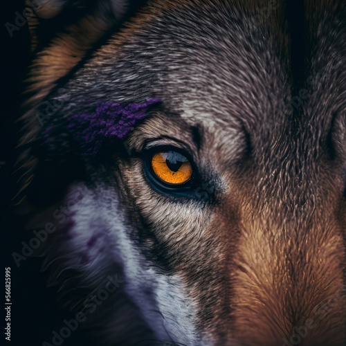 Majestic Golden Eye: Close-Up of a Wild Wolf's Face © TopArtStock