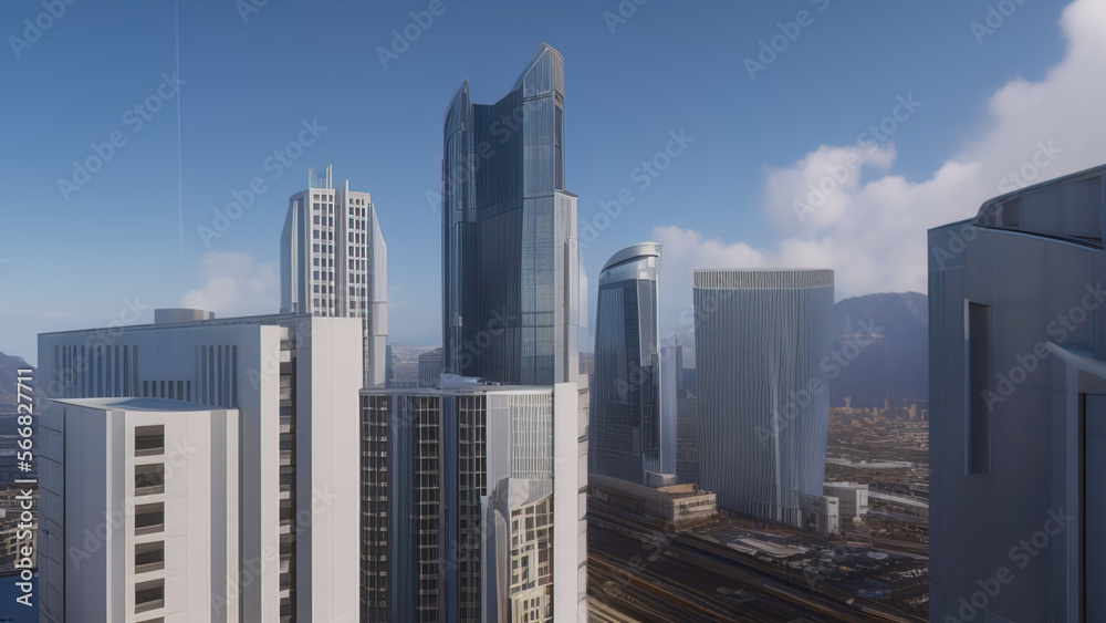 Naklejka premium modern skyscraper in the city, business, Generative AI