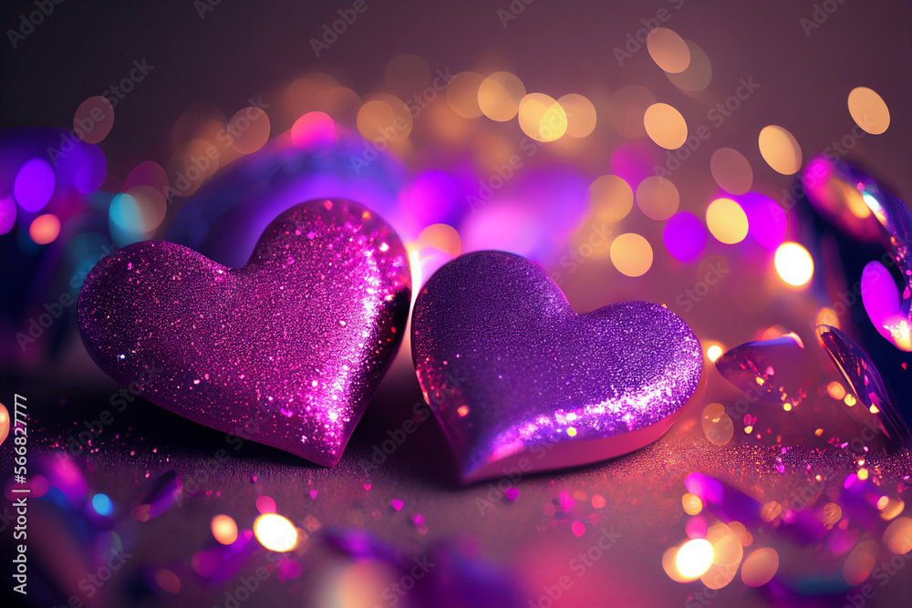 Fototapeta premium Happy Valentine's Day, heart pattern background. Generative AI.