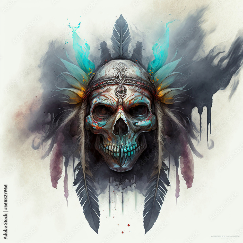 indian skull tattoo - generative AI Stock Illustration | Adobe Stock