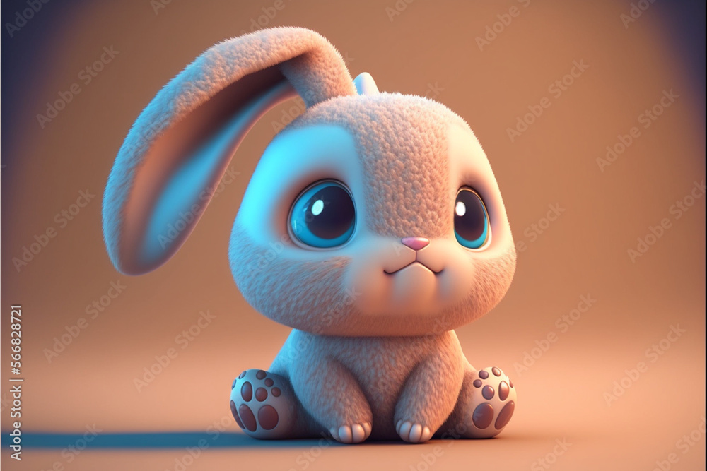 Cute smiling cartoon rabbit Character, Generative AI. Stock ...