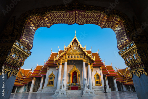 the famous temple Wat Benchamabophit in Bangkok photo