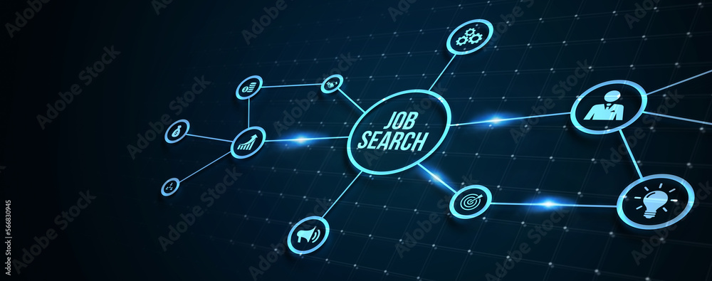 Fototapeta premium Internet, business, Technology and network concept.Job Search human resources recruitment career. 3d illustration.