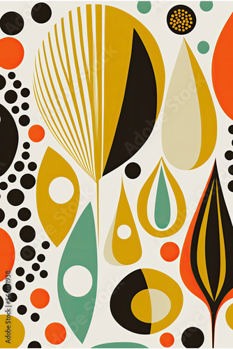 mid-century modern style abstract patterns - generative ai