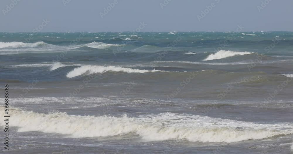 Big sea wave crashing at coastline