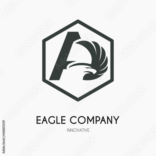 A Letter with Eagle Wings Icon Logo Idea Template. Eagle Head Classic Business Logo Concept