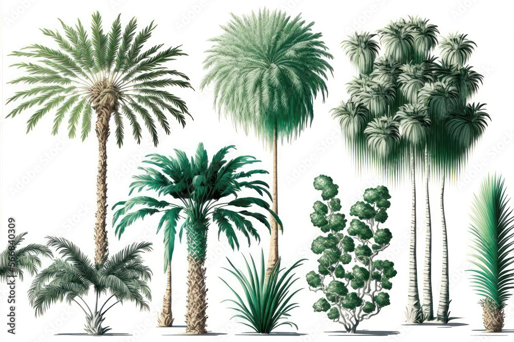 Fototapeta Arboreal Wonders: A Collection of Tree Illustrations. Generative AI