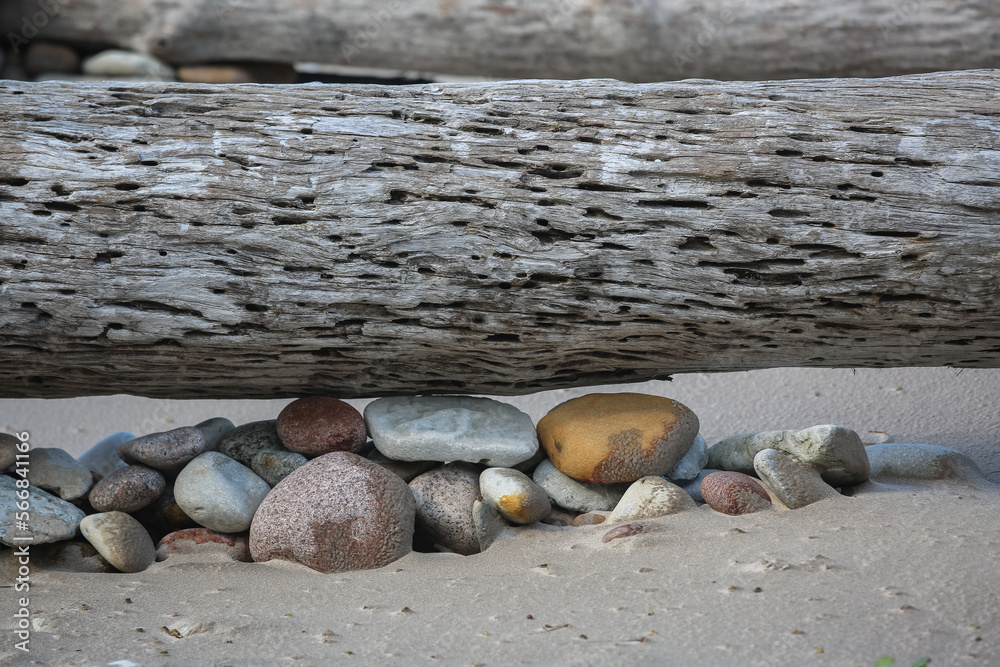 Obraz premium Creative beach sand with small stones