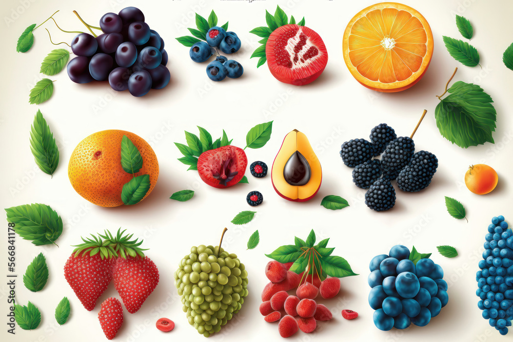 Fruitful Delights: A Set of Fruit Illustrations. Generative AI Fruitful Delights: A Set of Fruit Illustrations. Generative AI