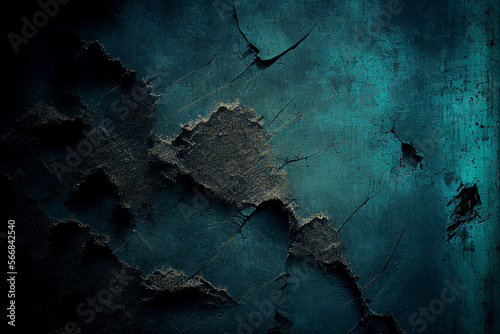 Teal cracked wall grunge high detailed texture created with generative ai