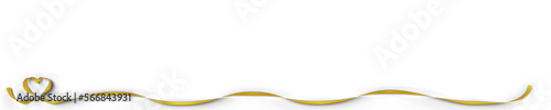 3D illustration of gold ribbon border with heart loop