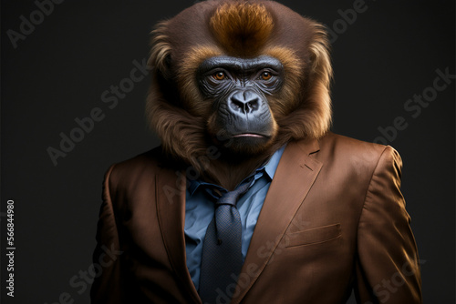 Portrait of a Howler monkey dressed in a formal business suit
