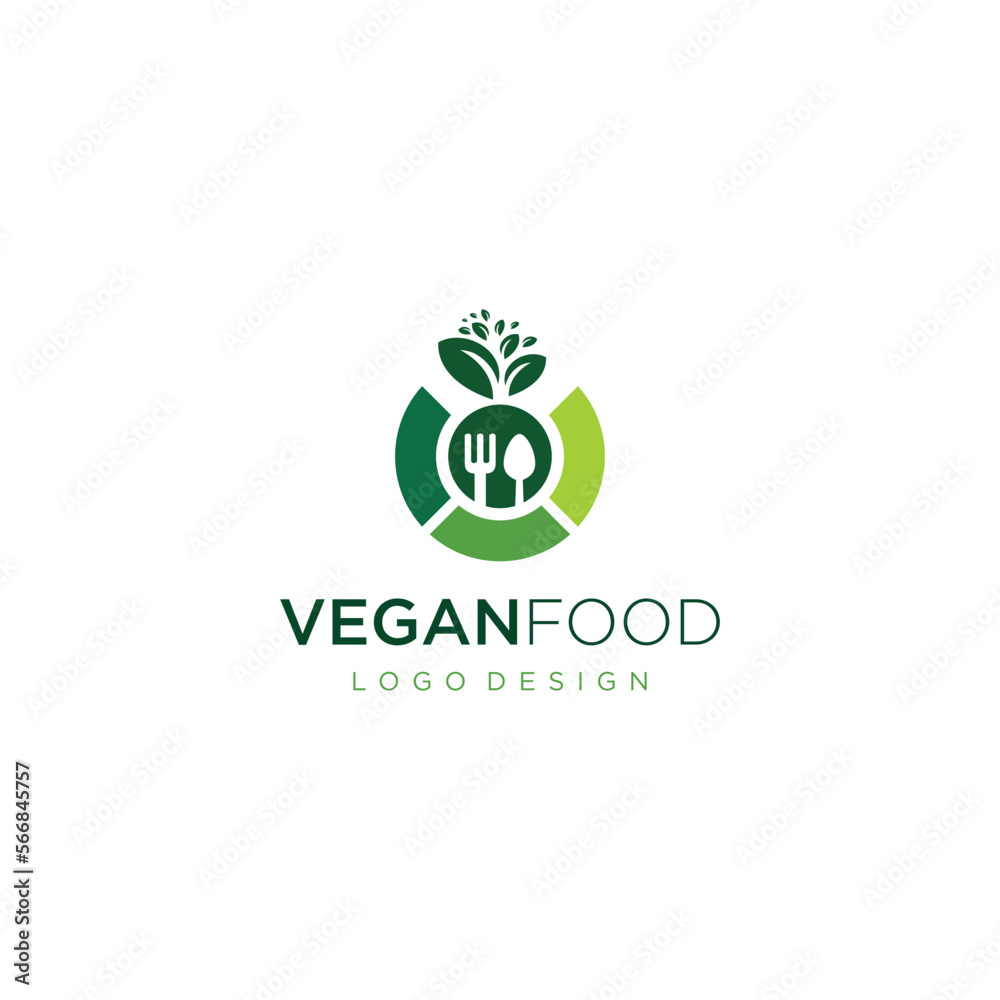 Fototapeta premium Vegan food restaurant logo vector template art