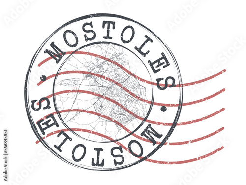 Móstoles, Madrid, Spain Stamp Map Postal. Silhouette Seal Roads and Streets. Passport Round Design. Vector Icon. Design Retro Travel National Symbol. photo