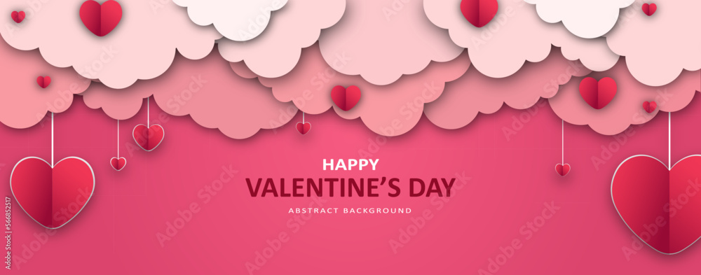 Red hearts Valentine day background. pink background with hearts. love and romantic composition. vector background