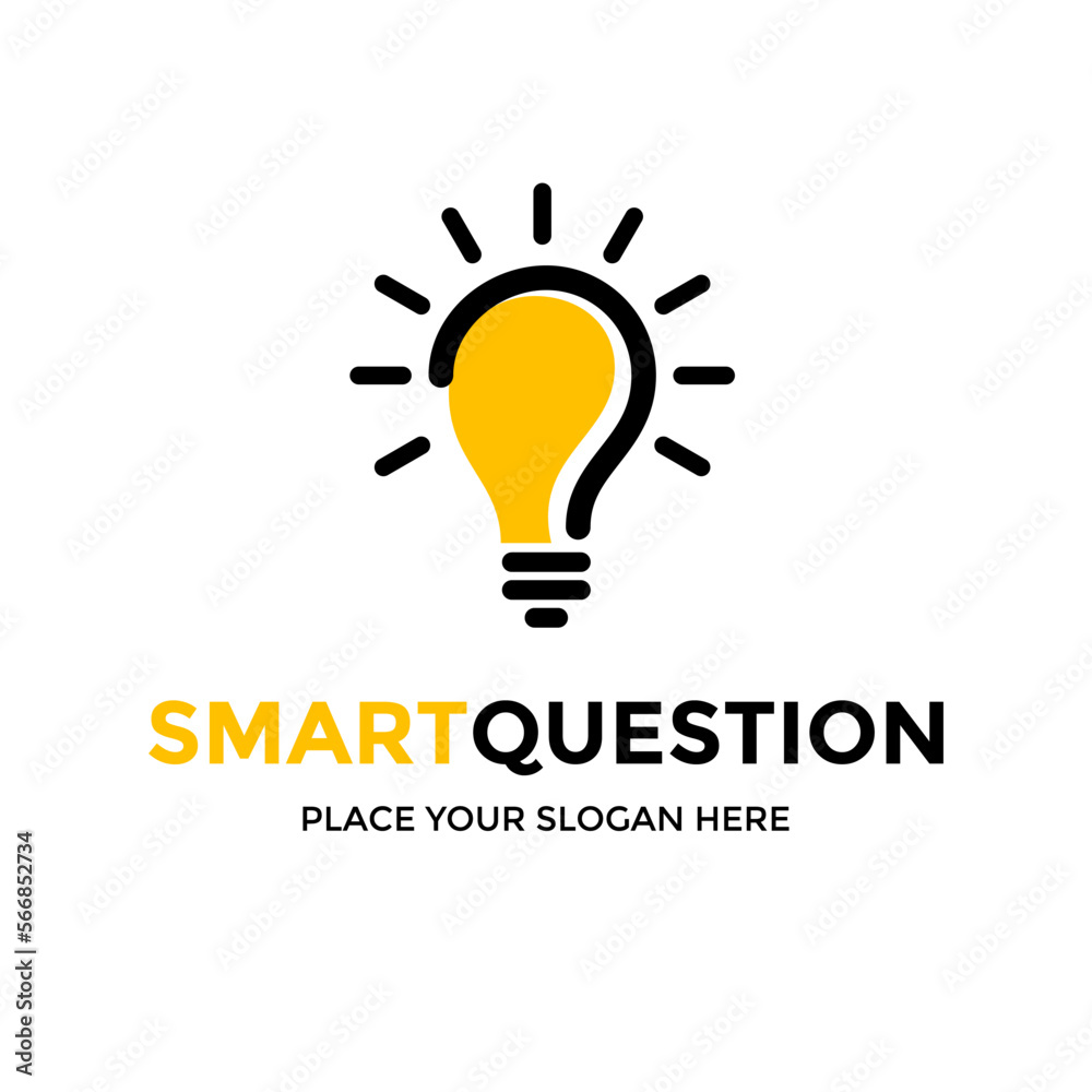 Question and answer vector logo template. This design use bulb lamp and question mark symbol. Question and answer vector logo template. This design use bulb lamp and question mark symbol.