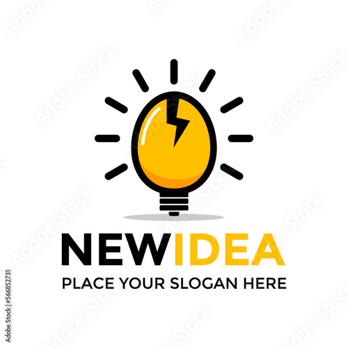 New Born Idea vector logo template. This design use bulb lamp and egg symbol.