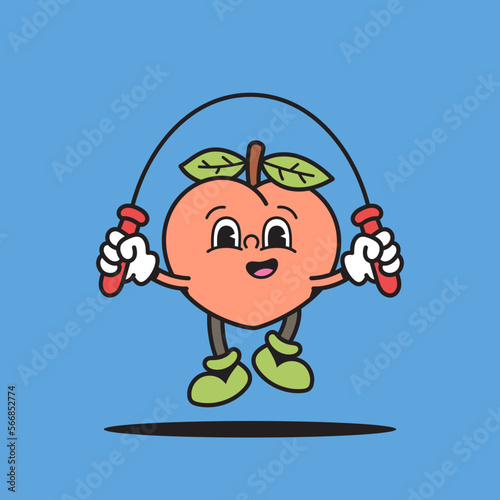 Peach jump rope retro cartoon character