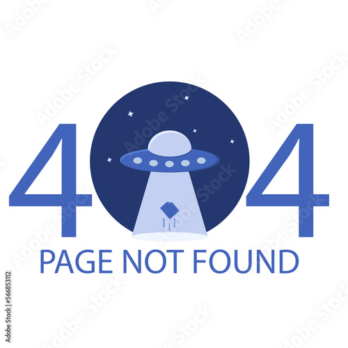 404 error. Page not found. UFO design concept. Flat vector illustration.