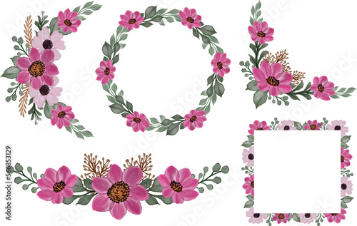 pink floral watercolor arrangement