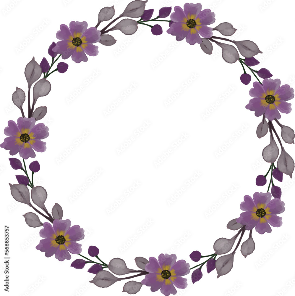 purple floral wreath for wedding card

