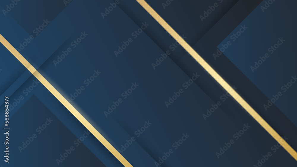 Modern abstract blue background with gold line composition. and ...