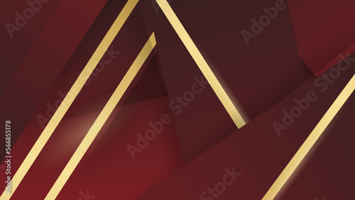 Abstract red and golden lines background with glow effect. Dark red background.