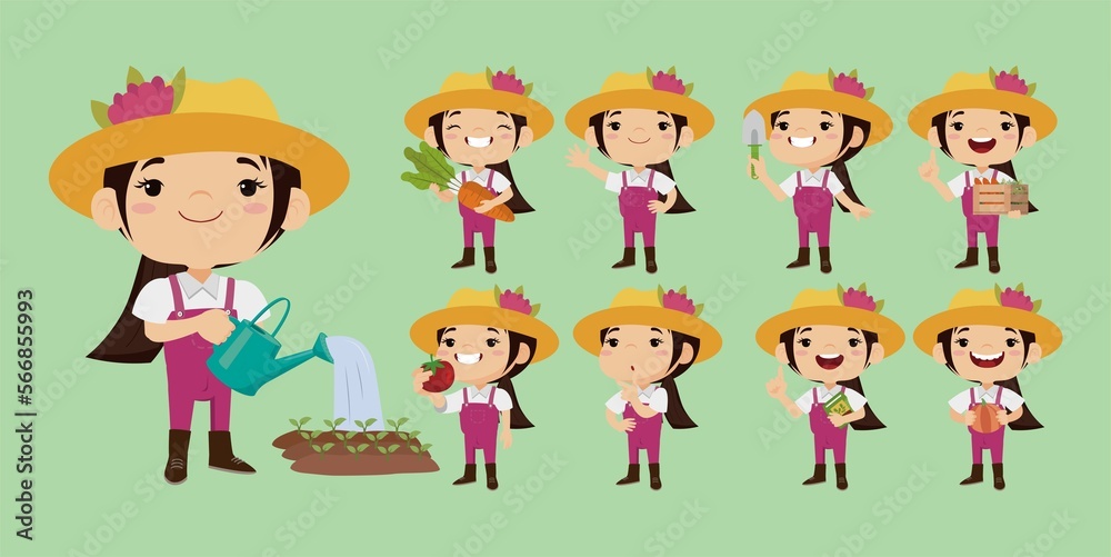 Farmer and gardener with different poses Farmer and gardener with different poses