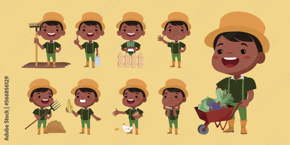 Obraz premium Farmer and gardener with different poses