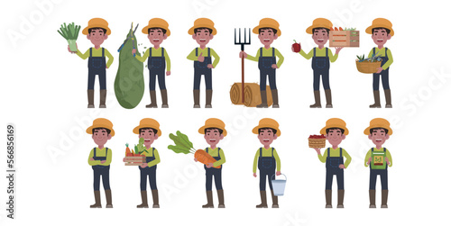 Farmer and gardener with different poses