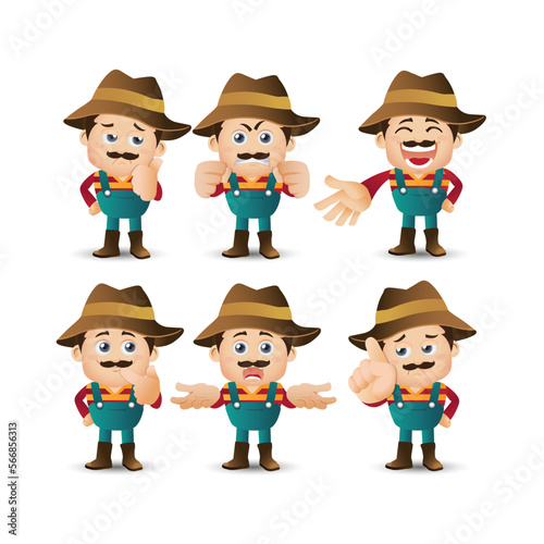 Farmer and gardener with different poses