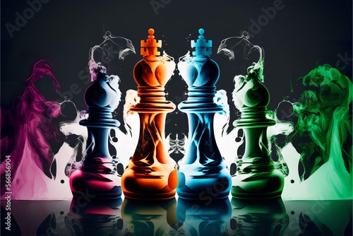 Chess pieces in abstract art