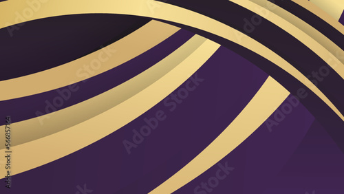 Abstract violet and gold wavy background. Wavy luxury gold lines background. Usable for design template, banner, etc.