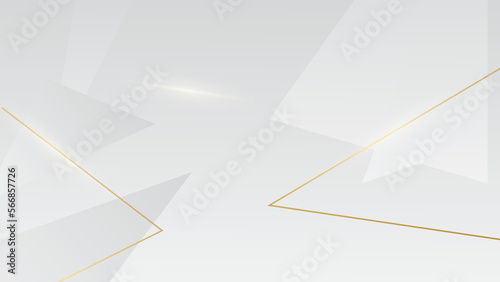 White luxury abstract background with golden curve and shadows.