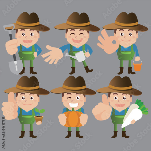 Farmer characters in different poses