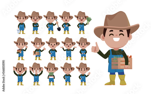 Farmer characters in different poses