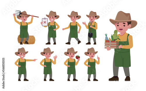 Farmer and gardener with different poses
