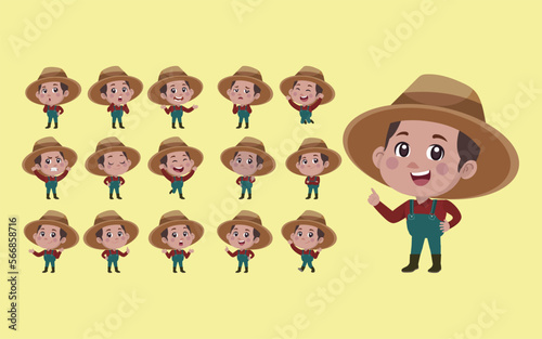 Farmer and gardener with different poses