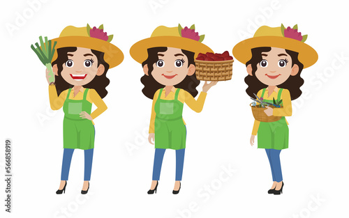 Farmer and gardener with different poses