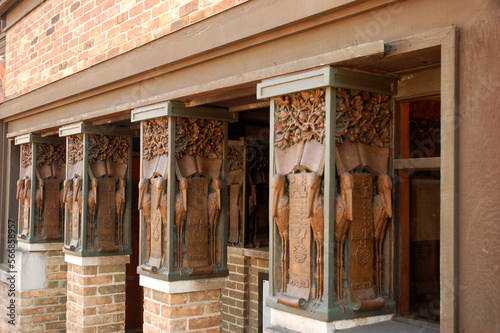 Details of the Columns at the studio and home of architect Frank Lloyd Wright , Oak Park, Illinois near Chicago