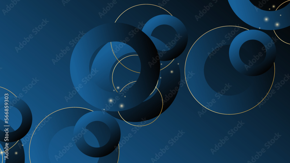Minimal geometric background. Blue elements with gradient. Cool background design for posters. Modern background dark blue circle shape and golden ring with golden glitter. Minimal geometric background. Blue elements with gradient. Cool background design for posters. Modern background dark blue circle shape and golden ring with golden glitter.