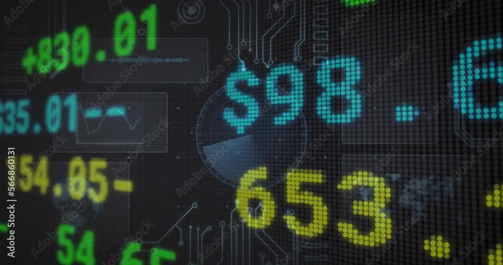 Animation of financial data processing over statistics