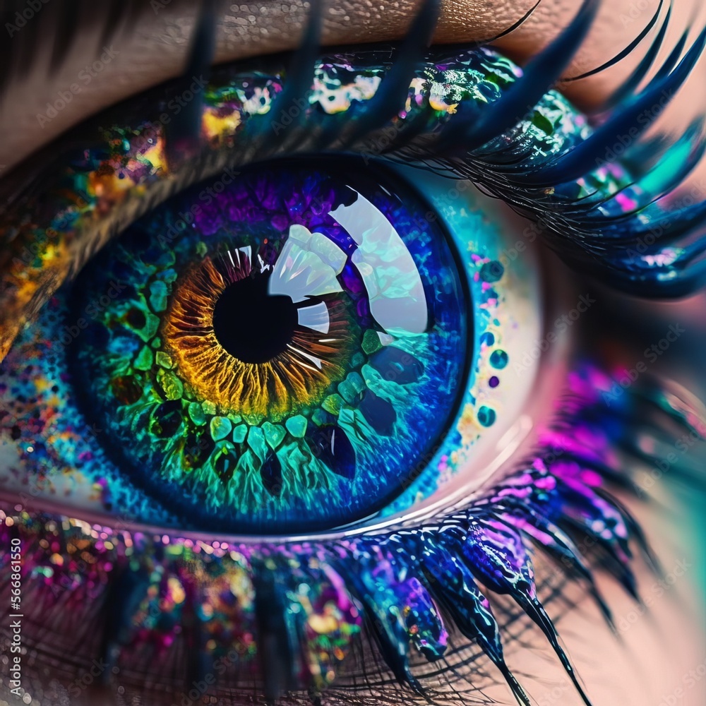creative imagination of woman eye colorful